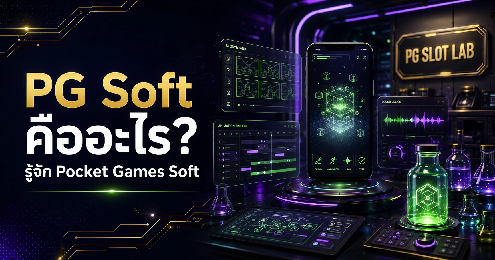 ภาพศูนย์พัฒนาเกมดิจิทัลประกอบบทความ PG Soft และ Pocket Games Soft